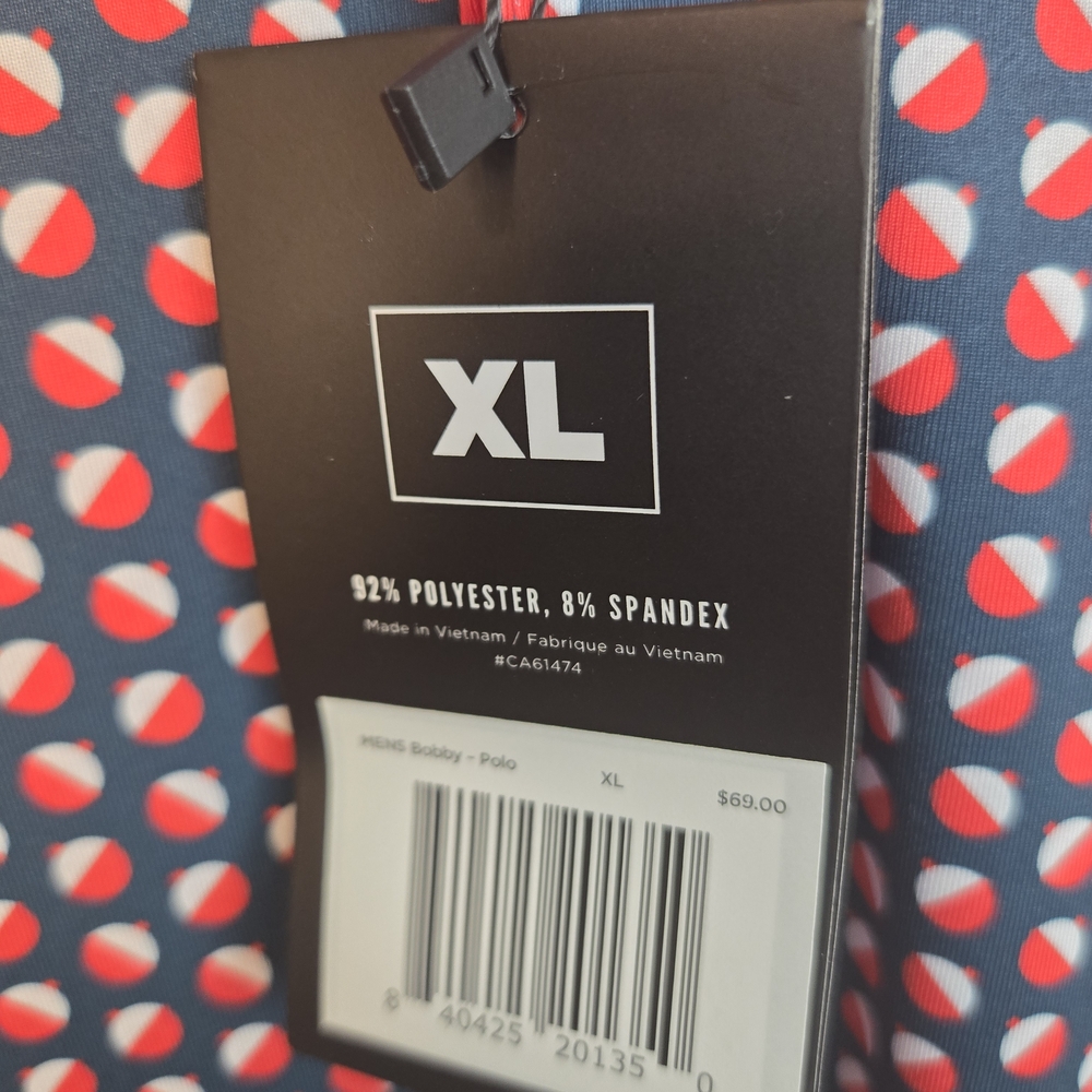 Waggle Red & Navy Bobber Print Short-Sleeve Golf Polo XL NWT (6475) - Picture 5 of 7